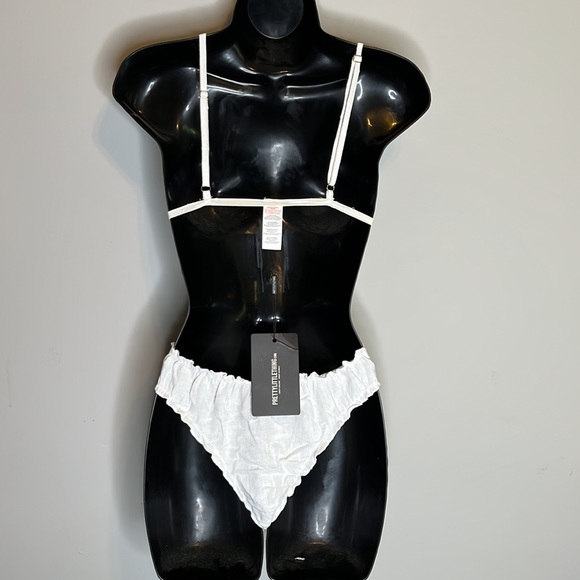 NWT Pretty Little Thing White Linen Triangle Bikini - Picture 8 of 11